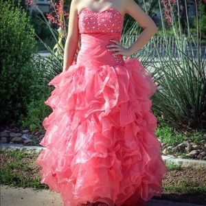 Corset Pink Strapless Prom Dress